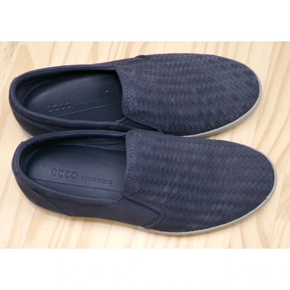 ECCO‎ Soft 7 Woven Slip On Loafer Mens Blue Size 42 US 8 - 8.5 Nubuck Leather